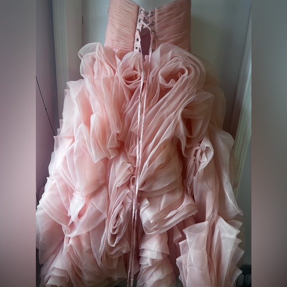 Luxury Pink/Peach 3D Floral Rosette long midi/ floor length gown - Picture 2 of 6